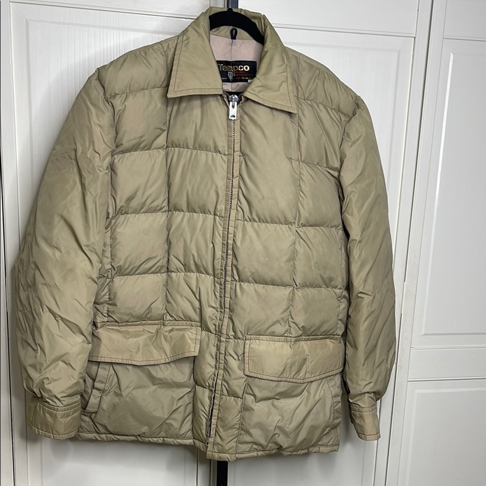 Vintage Tempco Men’s Goose Down Quilt Puffer Jacket Coat Tan Sz 42